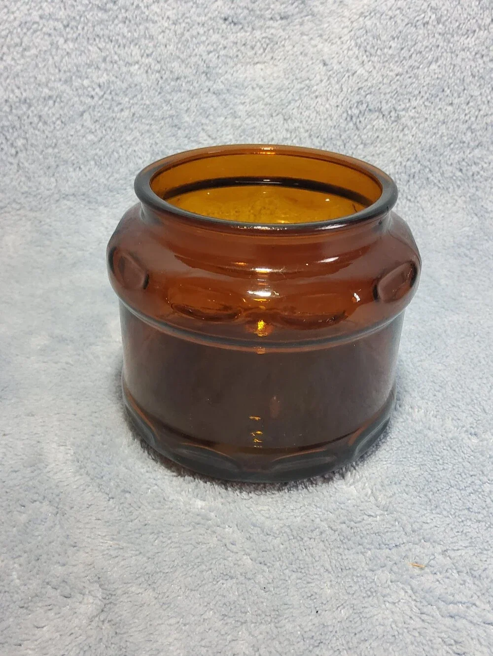 Vintage Dark Amber Glass Apothecary Canister Jar Thumb Print Pattern *No Lid*